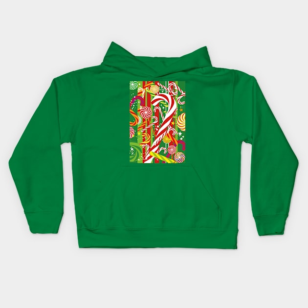 Christmas Candy Cane Kids Hoodie by BOEC Gear